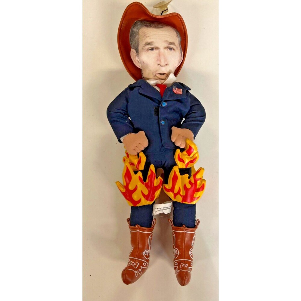 USA President George W. Bush Funny Toy Figure PANTS ON FIRE CLOTH DOLL